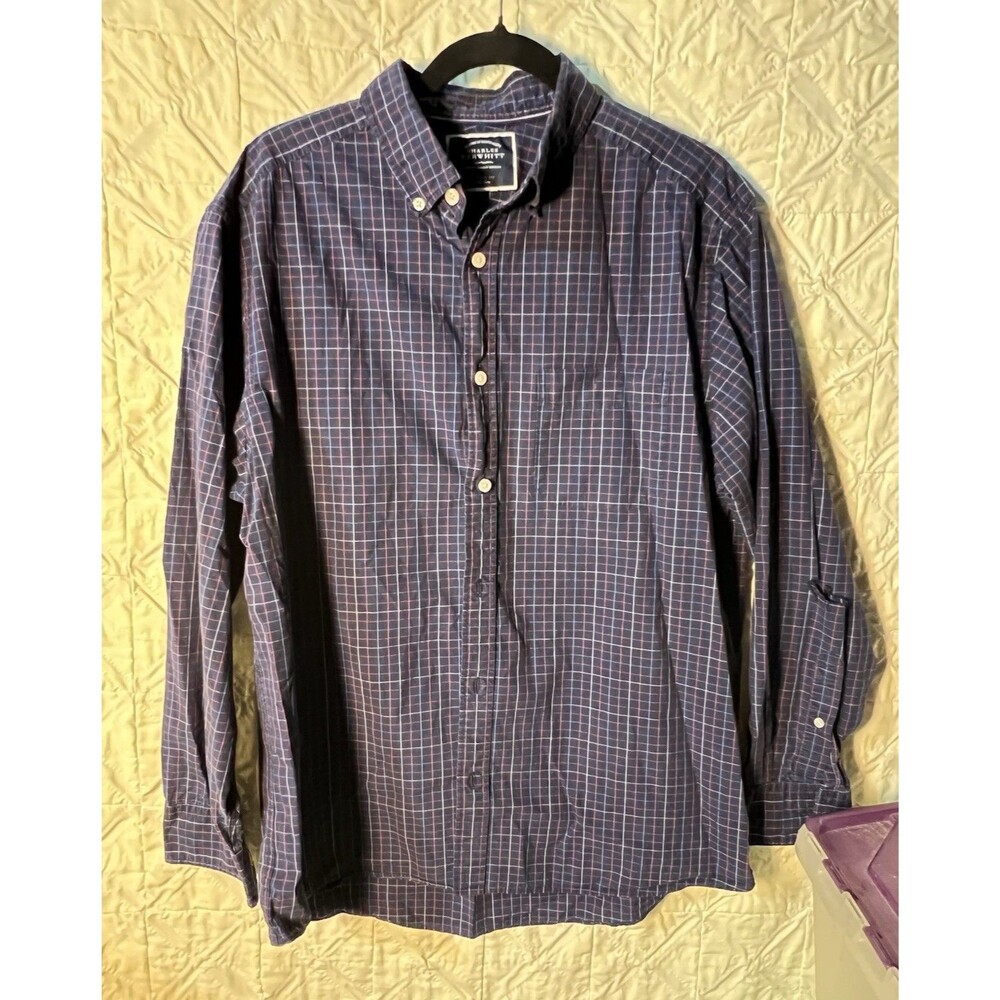 Charles Tyrwhitt Classic Fit Non-Iron Blue Check Button-Down Shirt Men’s L